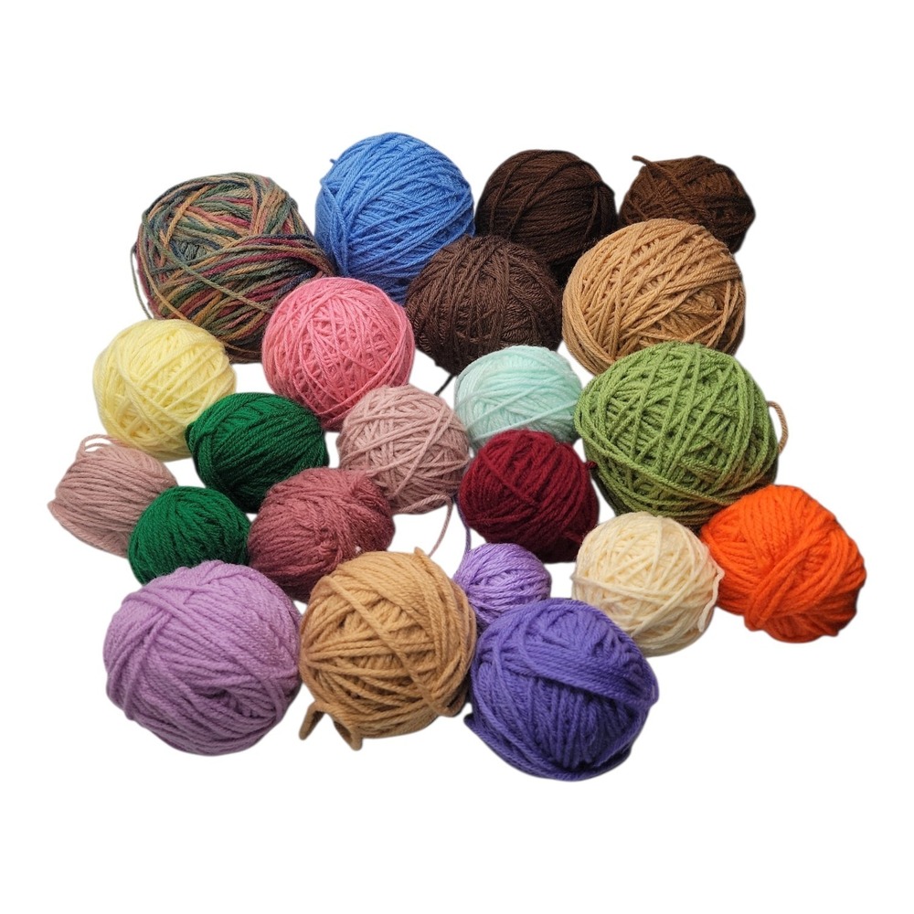 Lot of 20+ Yarn Balls Mixed Colors Scrap Yarn Craft Crochet Knitting Bundle
